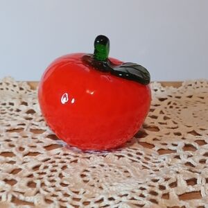 Murano Style Glass Apple Art Sculpture